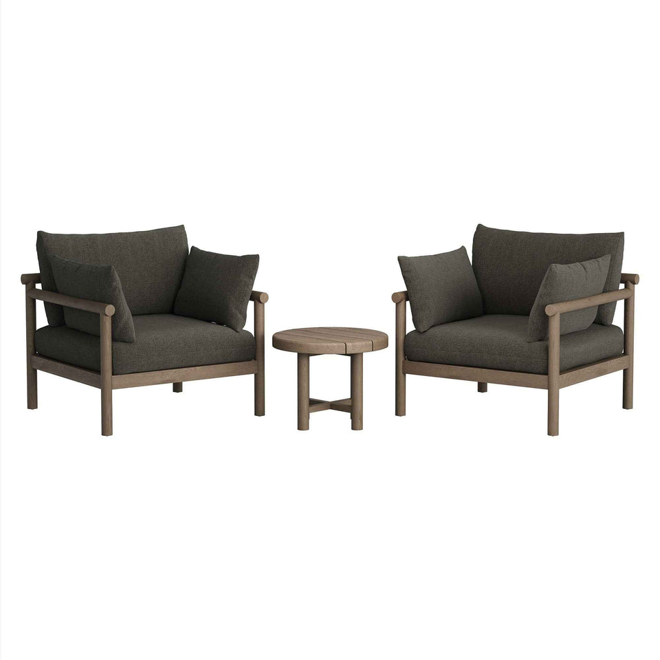 Eleni 3-Piece Outdoor Patio Teak Wood Furniture Set by Modway