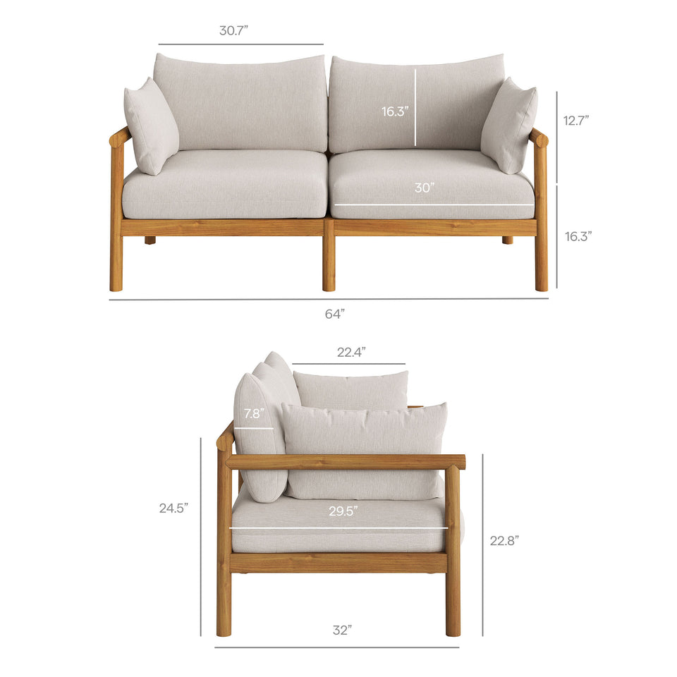 Eleni 5-Piece Outdoor Patio Teak Wood Furniture Set by Modway
