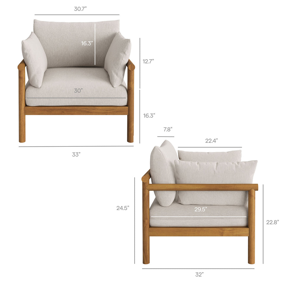 Eleni 4-Piece Outdoor Patio Teak Wood Sofa Set by Modway