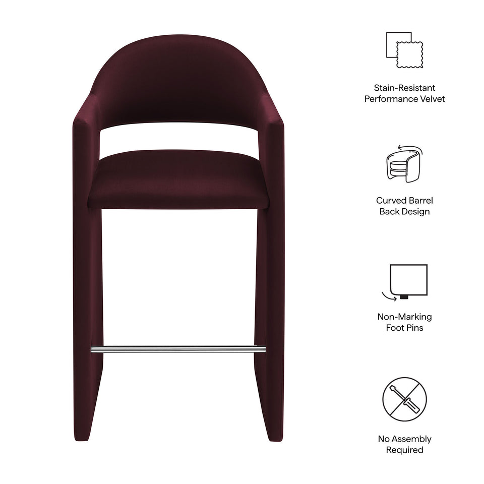 Talia 41 Inch Performance Velvet Bar Stool by Modway