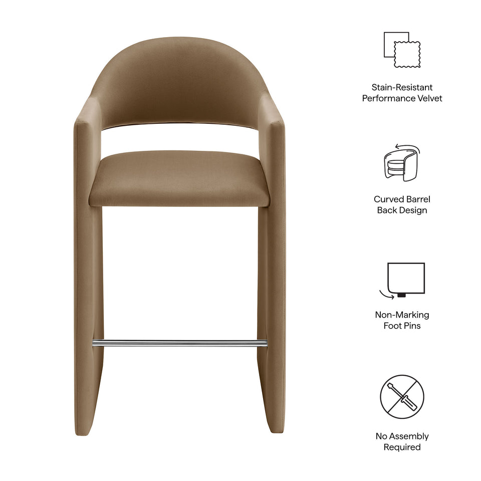Talia 41 Inch Performance Velvet Bar Stool by Modway