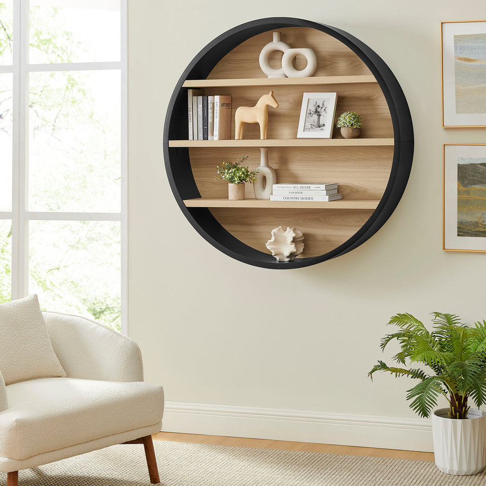 Romy 47" Round Wall Book Shelf by Modway