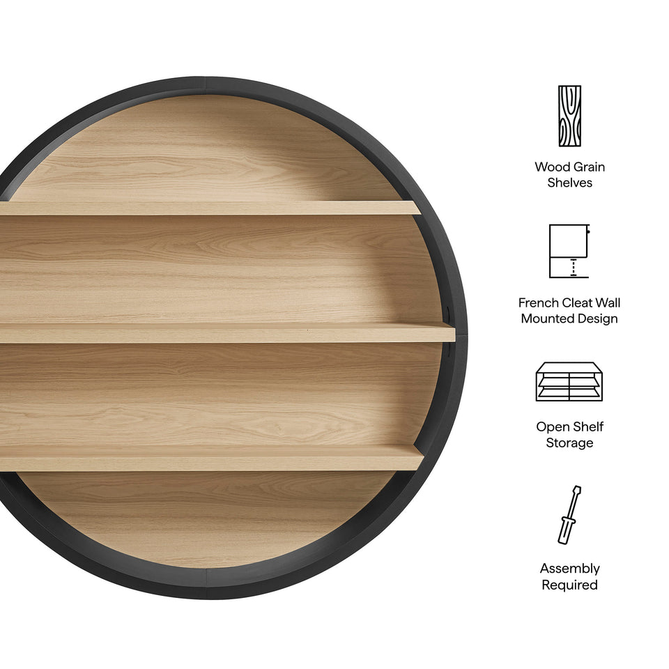 Romy 47" Round Wall Book Shelf by Modway
