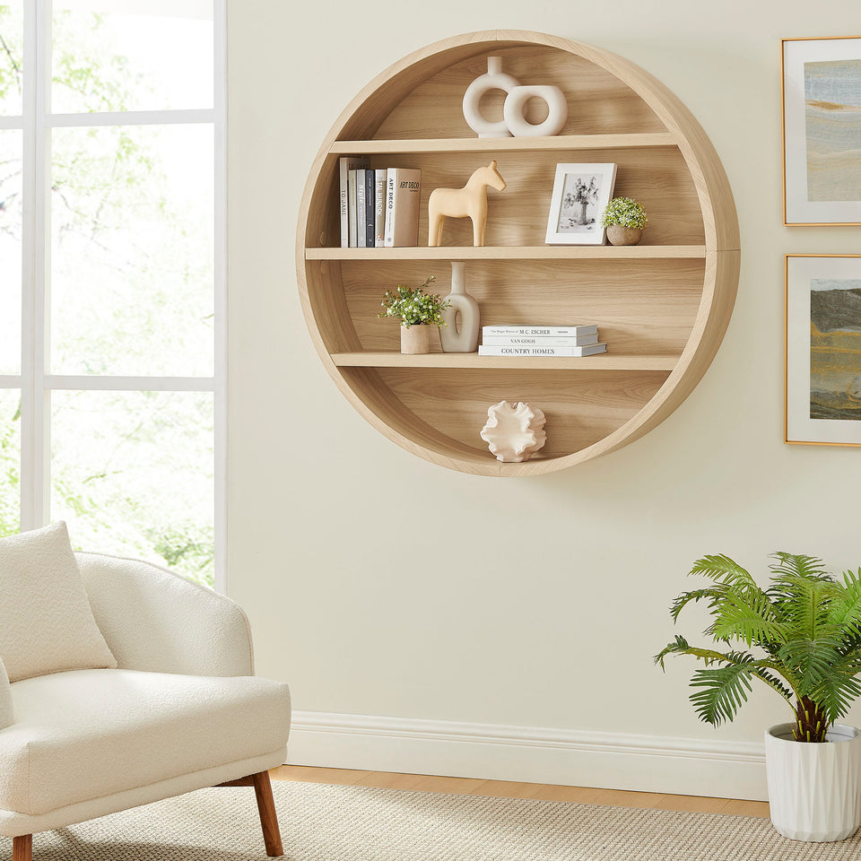 Romy 47" Round Wall Book Shelf by Modway