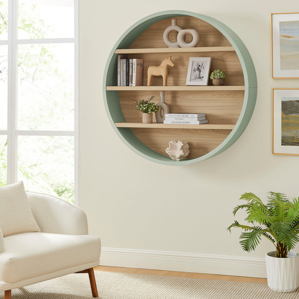 Romy 47" Round Wall Book Shelf by Modway