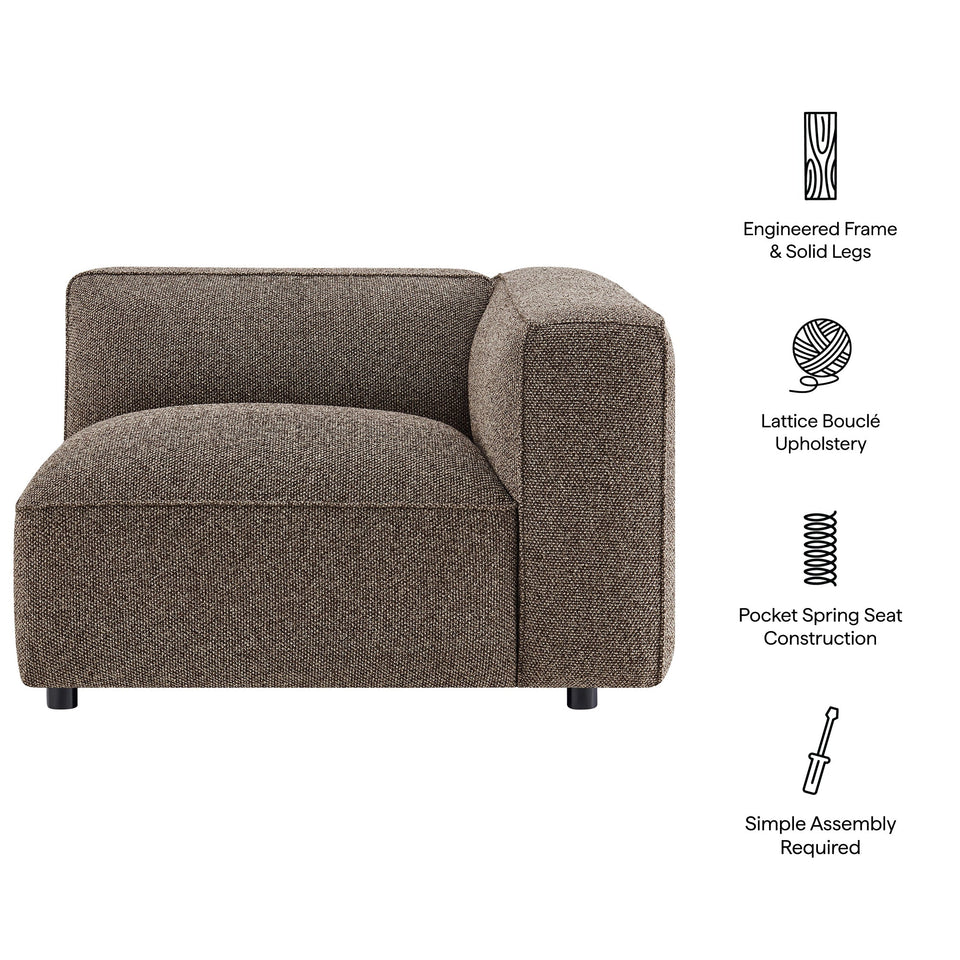 Auren Lattice Bouclé Upholstered Modular Right-Facing Arm Chair by Modway