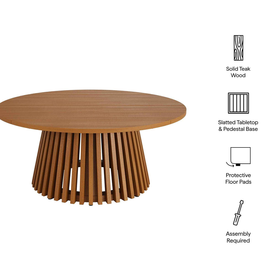 Lane 39 Inch Round Outdoor Patio Teak Wood Coffee Table