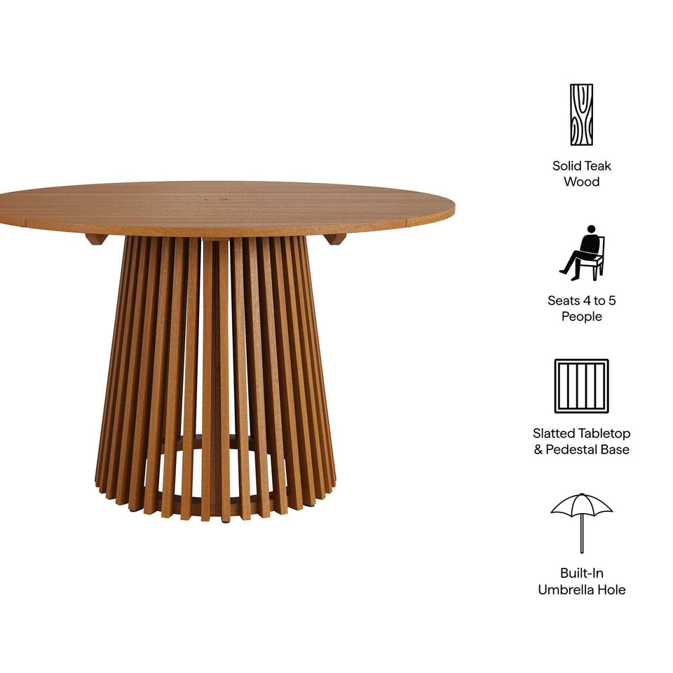 Lane 47 Inch Round Outdoor Patio Teak Wood Dining Table