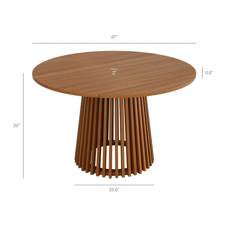 Lane 47 Inch Round Outdoor Patio Teak Wood Dining Table