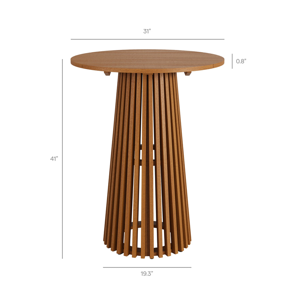 Lane 31 Inch Round Outdoor Patio Teak Wood Bar Table by Modway
