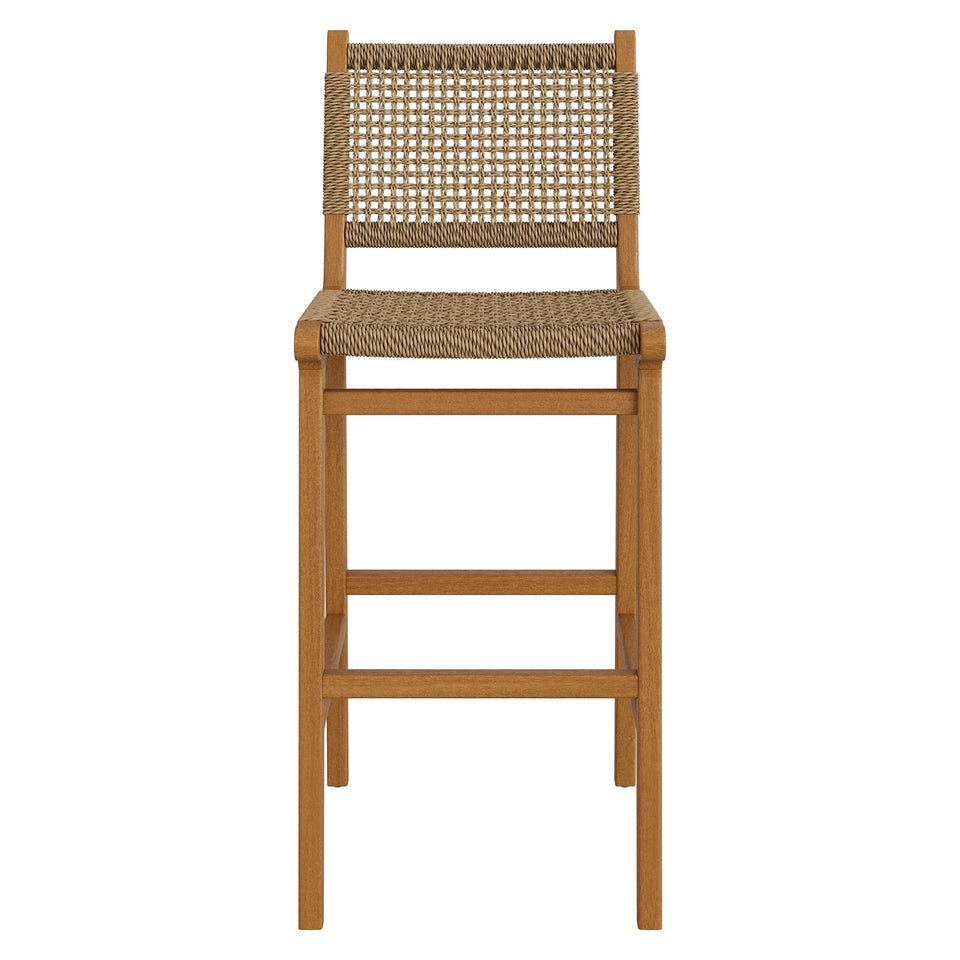 Rowe Outdoor Patio Teak Wood Bar Chairs Set of 2 by Modway