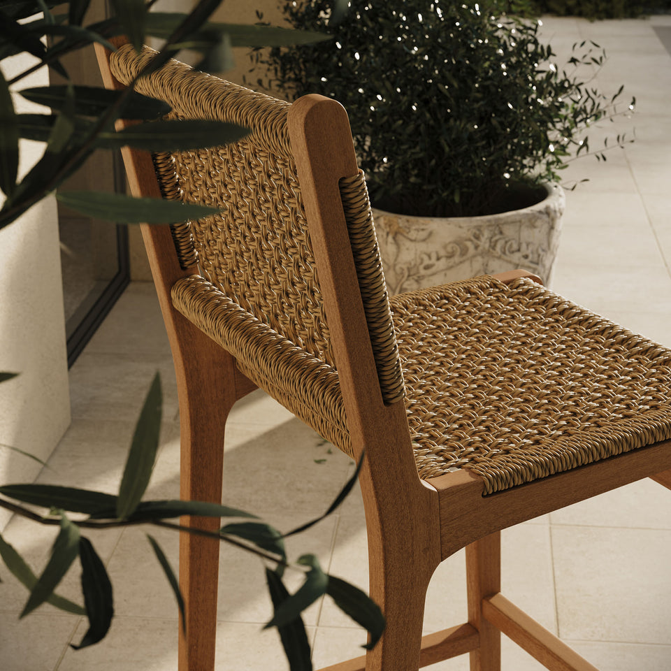 Rowe Outdoor Patio Teak Wood Bar Chairs Set of 2 by Modway