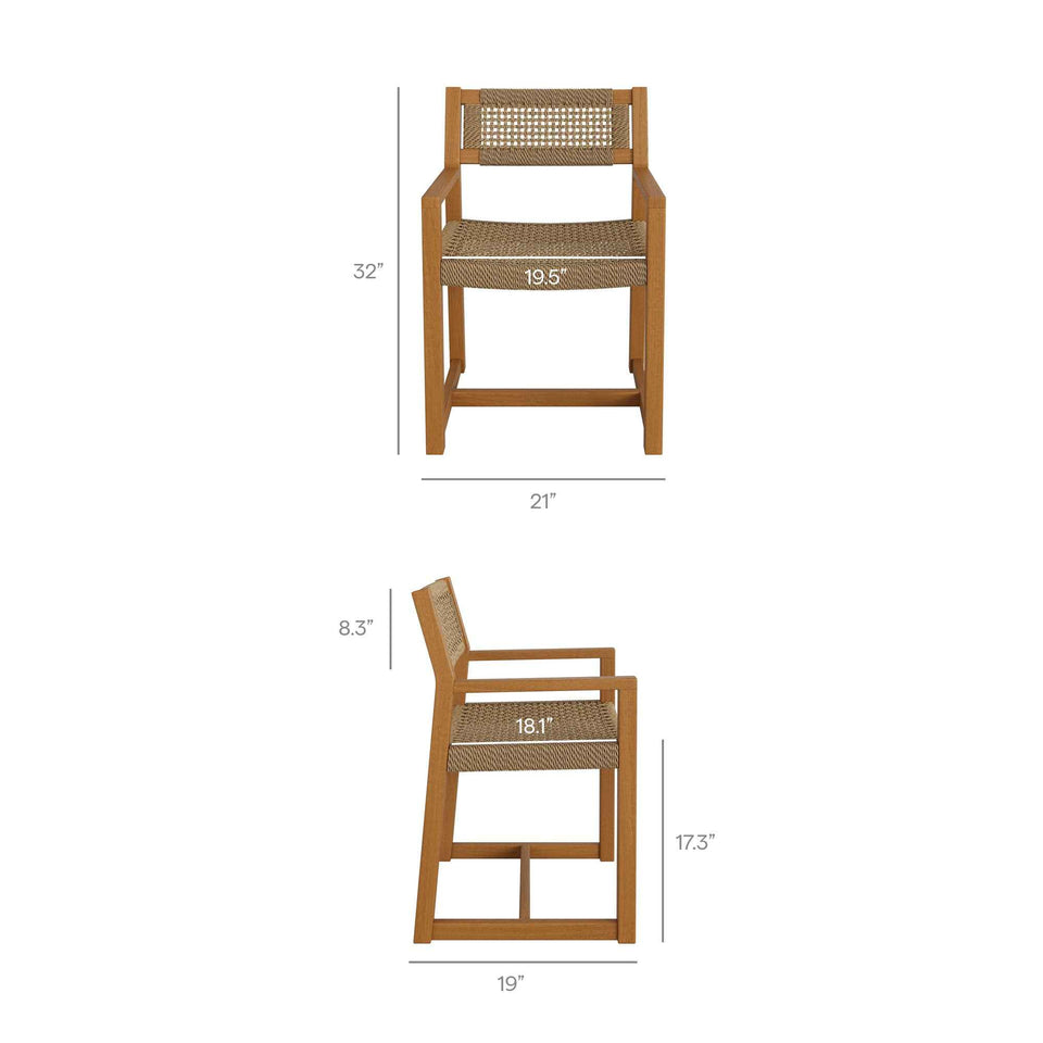 Reed Outdoor Patio Teak Wood Rattan Dining Chair by Modway