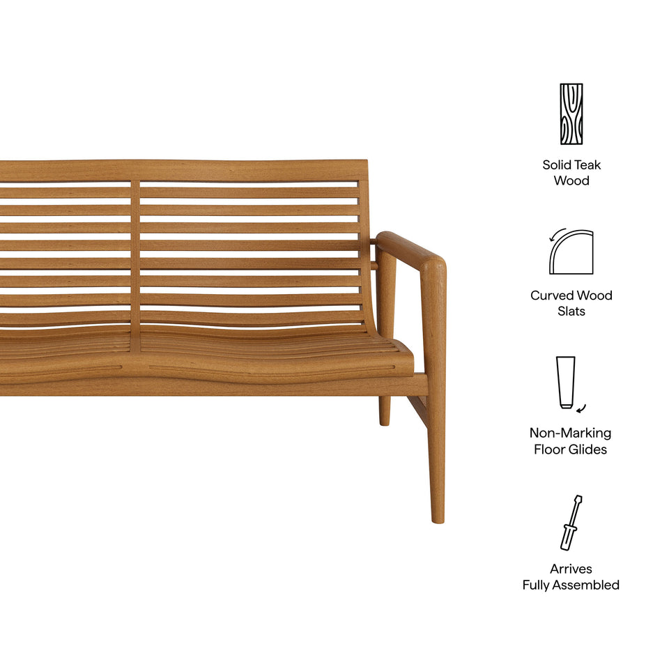 Hayden 56 Inch Outdoor Patio Teak Wood Loveseat by Modway