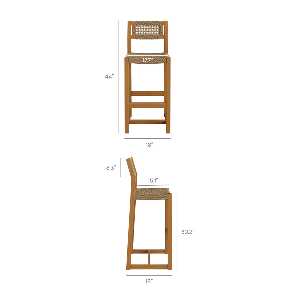 Reed 3-Piece Outdoor Patio Teak Wood Bar Set by Modway