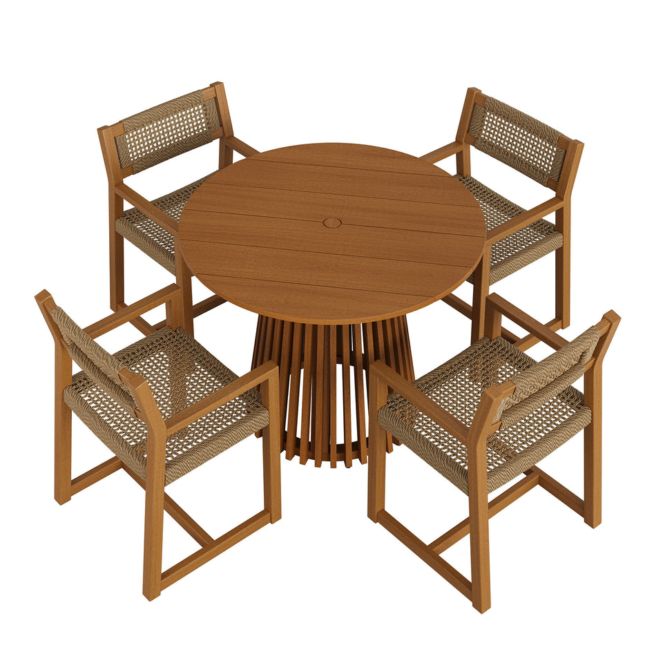 Reed 5-Piece Outdoor Patio Teak Wood Dining Set by Modway