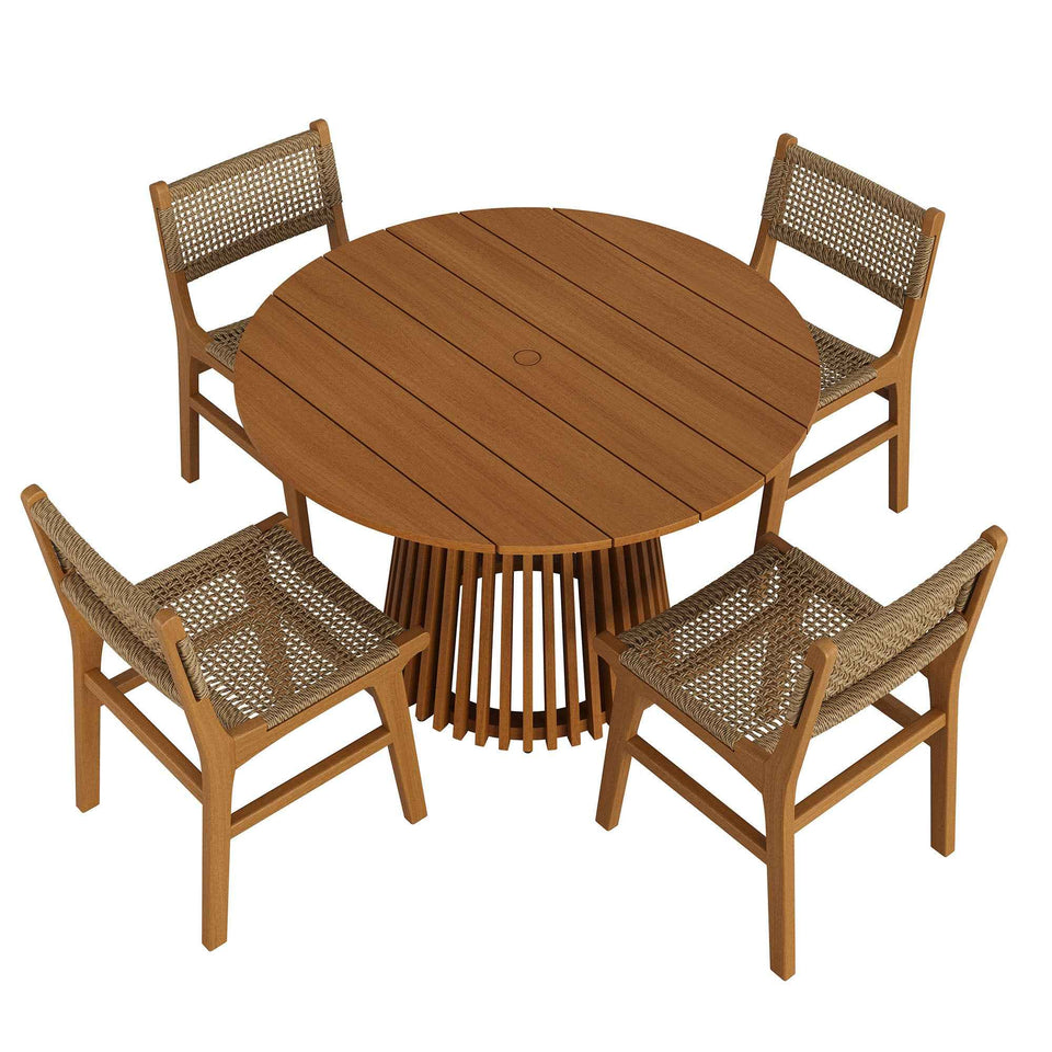 Rowe 5-Piece Outdoor Patio Teak Wood Dining Set