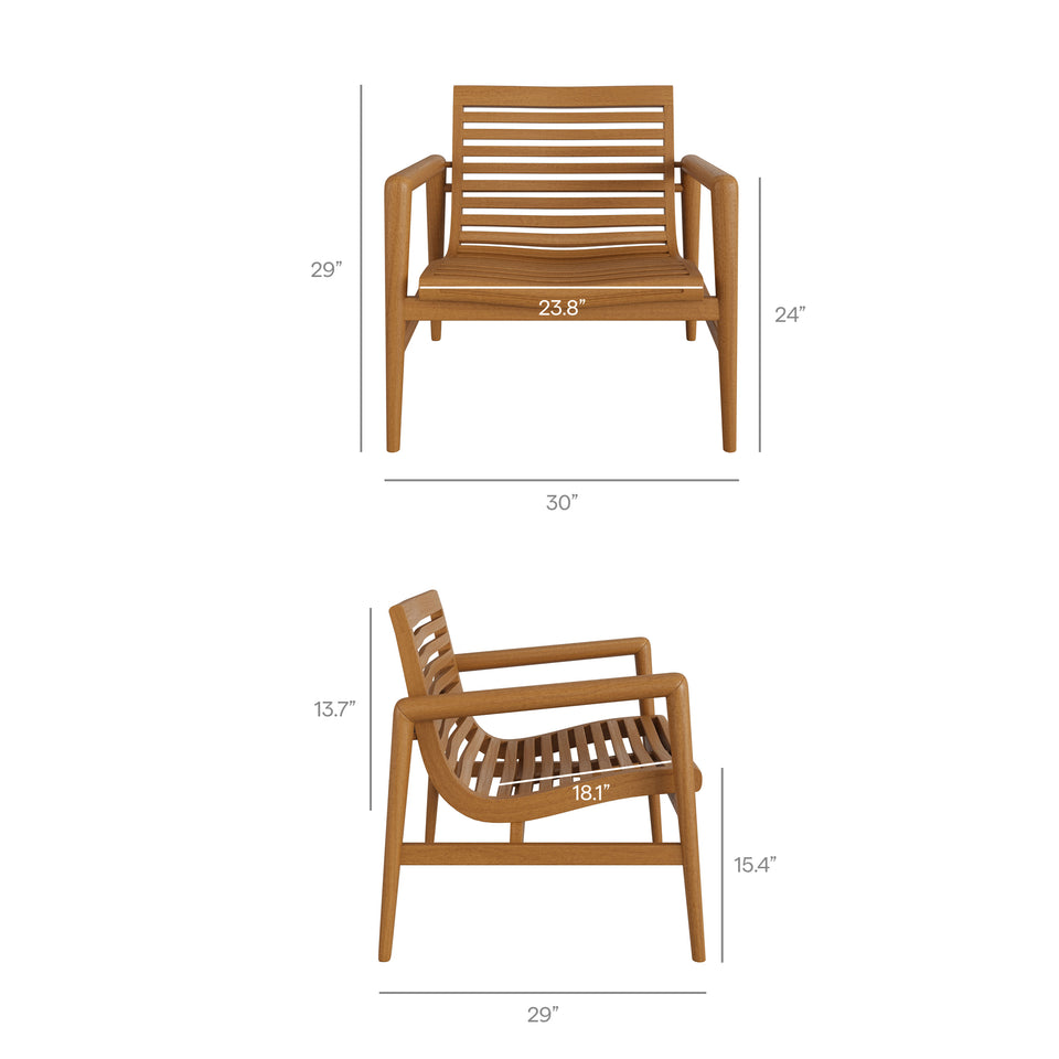 Hayden Outdoor Patio Teak Wood Armchairs Set of 2 by Modway