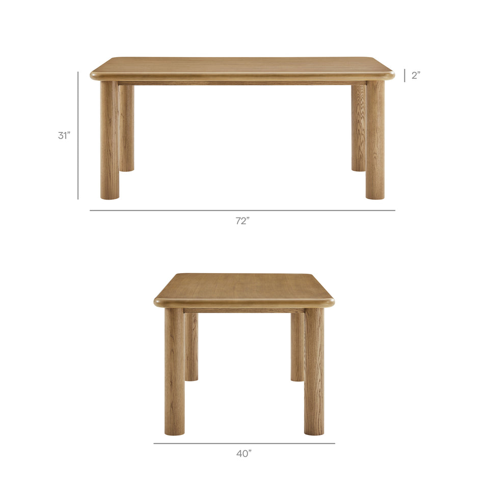 Alvia 6-Piece Oak Wood Dining Table and Seating Set by Modway