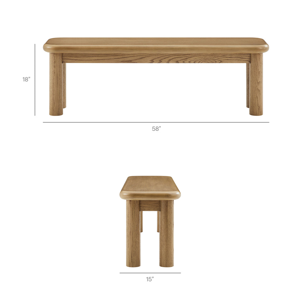 Alvia 6-Piece Oak Wood Dining Table and Seating Set by Modway