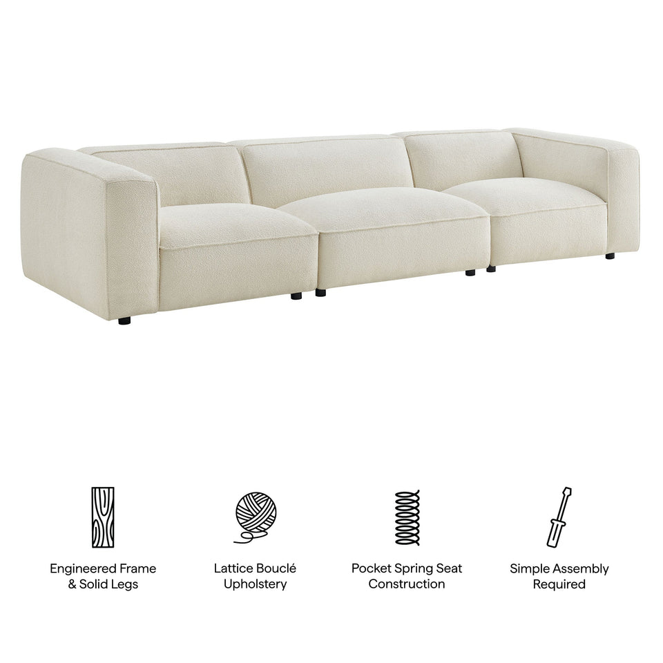 Auren 3 Piece Lattice Bouclé Upholstered Modular Sofa by Modway