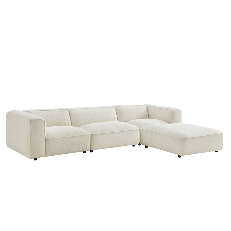 Auren 4-Piece Lattice Bouclé Upholstered Modular Sofa with Ottoman by Modway