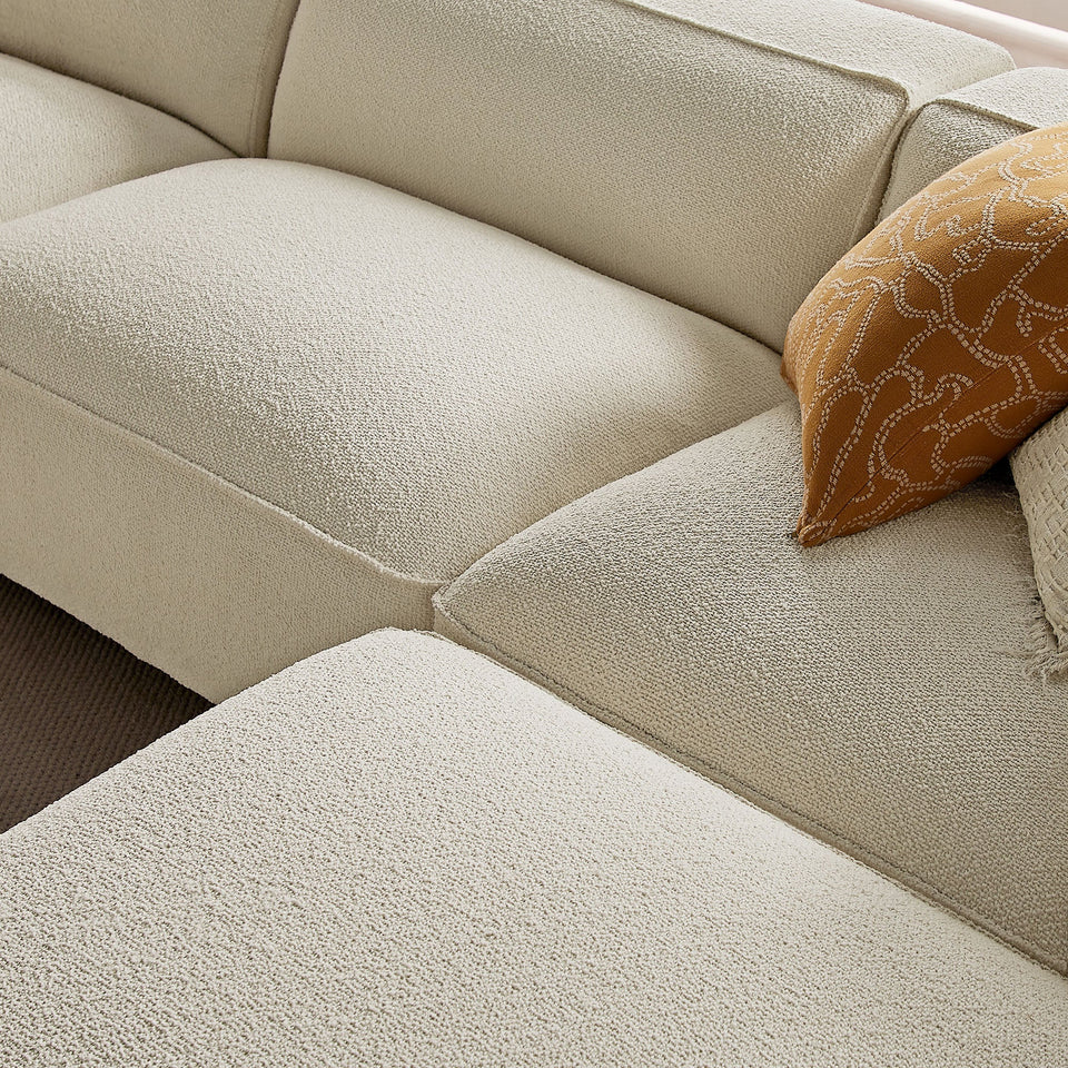 Auren 4-Piece Lattice Bouclé Upholstered Modular Sofa with Ottoman by Modway