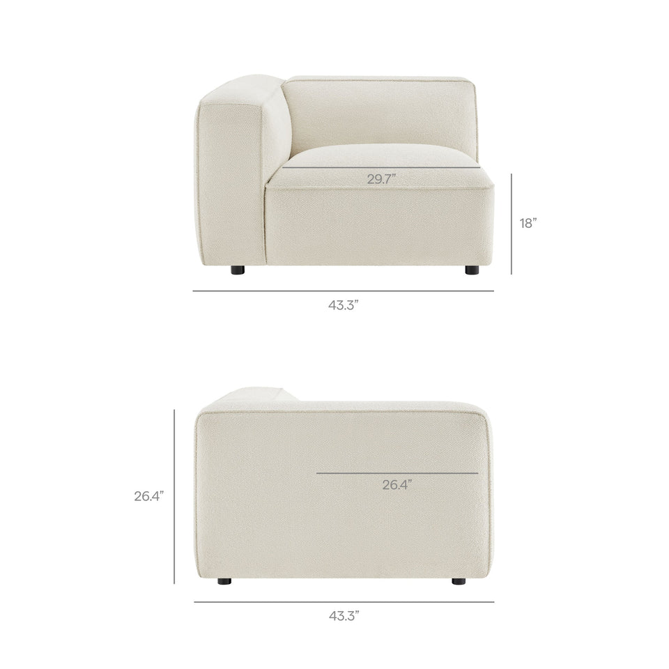 Auren 4-Piece Lattice Bouclé Upholstered Modular Sofa with Ottoman by Modway