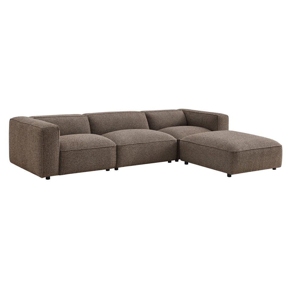 Auren 4-Piece Lattice Bouclé Upholstered Modular Sofa with Ottoman by Modway