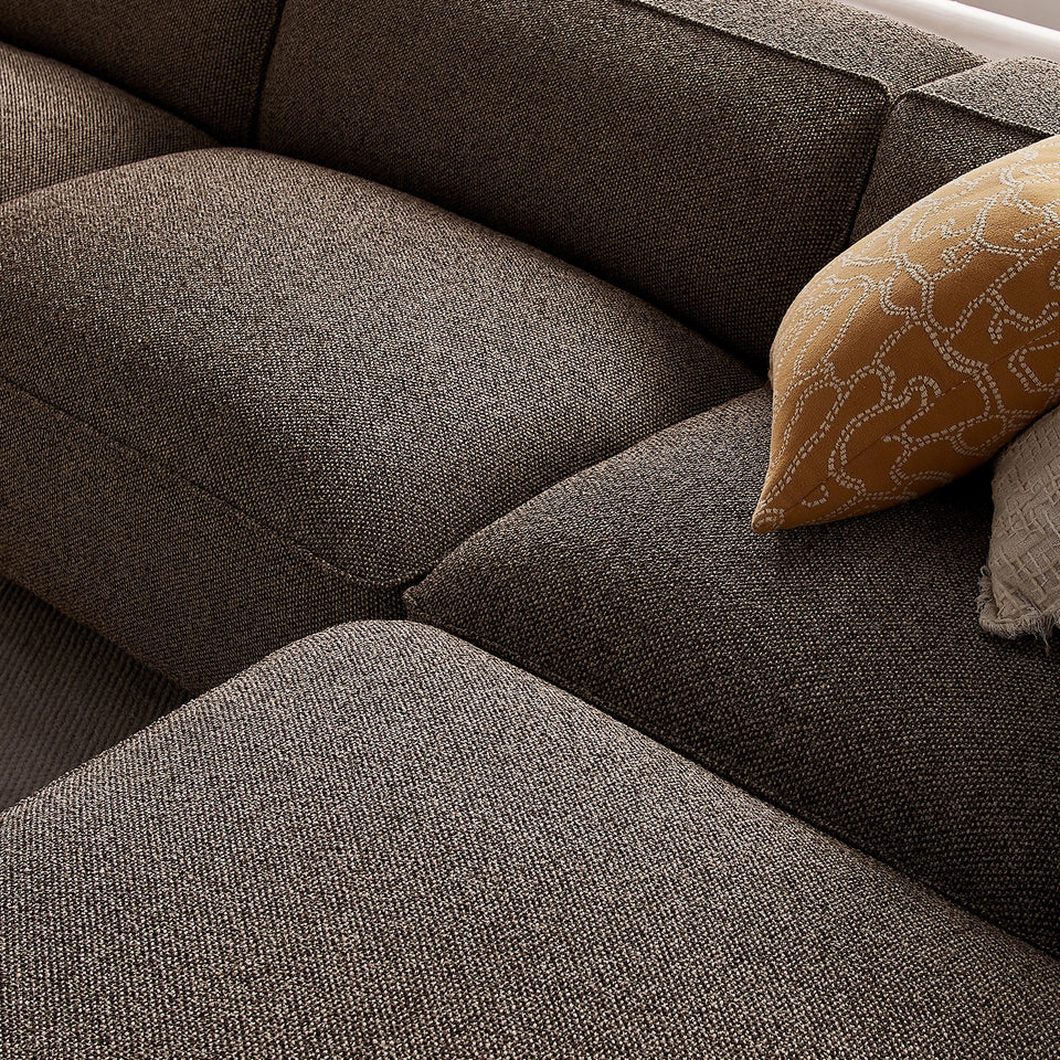 Auren 4-Piece Lattice Bouclé Upholstered Modular Sofa with Ottoman by Modway