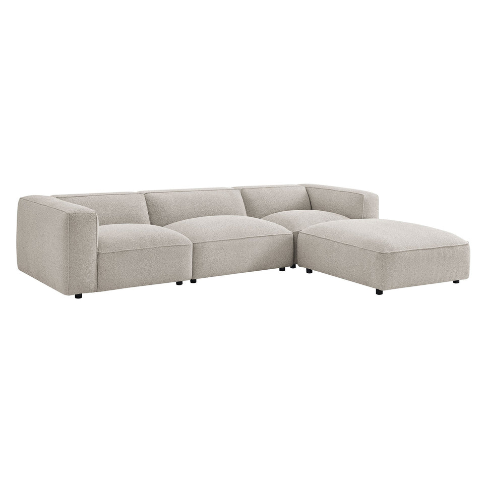 Auren 4-Piece Lattice Bouclé Upholstered Modular Sofa with Ottoman by Modway