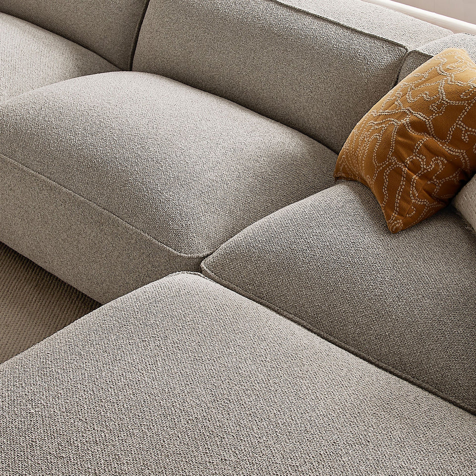 Auren 4-Piece Lattice Bouclé Upholstered Modular Sofa with Ottoman by Modway