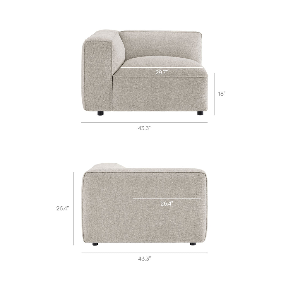 Auren 4-Piece Lattice Bouclé Upholstered Modular Sofa with Ottoman by Modway