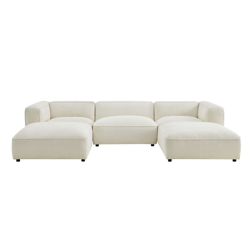 Auren 5 Piece Lattice Bouclé Upholstered Modular Sectional by Modway