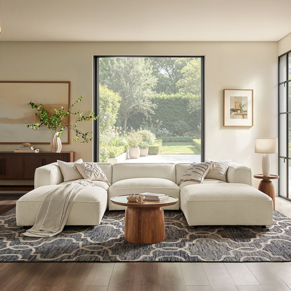 Auren 5 Piece Lattice Bouclé Upholstered Modular Sectional by Modway