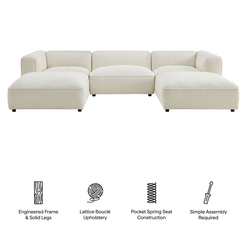 Auren 5 Piece Lattice Bouclé Upholstered Modular Sectional by Modway