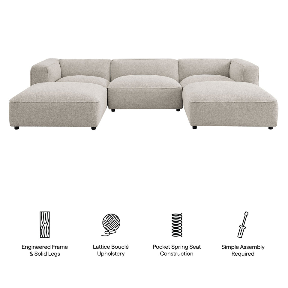 Auren 5 Piece Lattice Bouclé Upholstered Modular Sectional by Modway