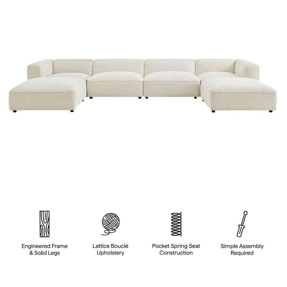 Auren 6 Piece Lattice Bouclé Upholstered Modular Sectional by Modway