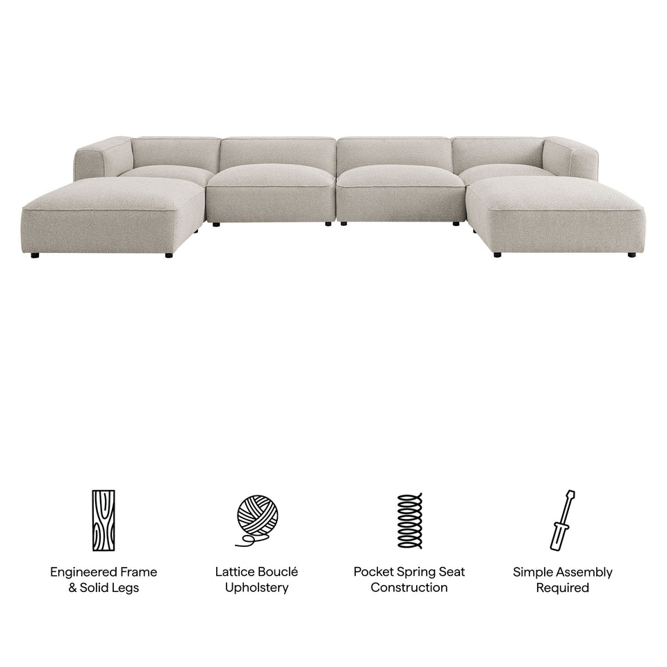 Auren 6 Piece Lattice Bouclé Upholstered Modular Sectional by Modway
