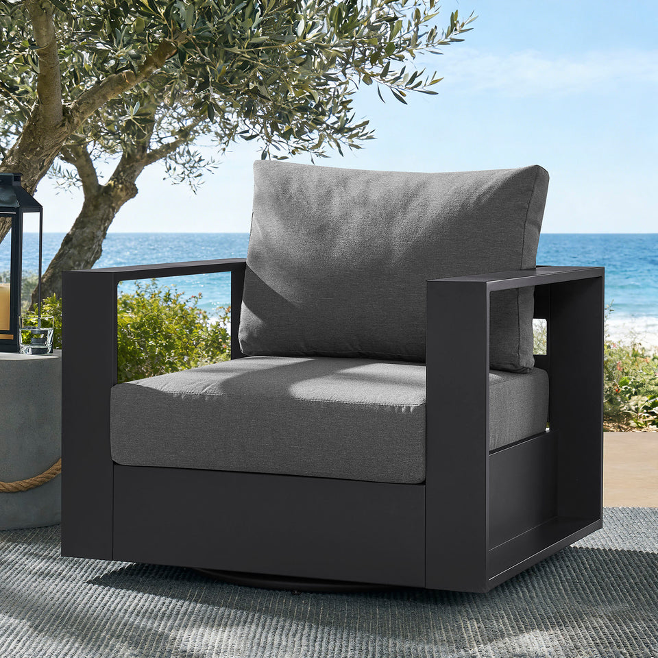 Tahoe Outdoor Patio Powder-Coated Aluminum Swivel Armchair by Modway