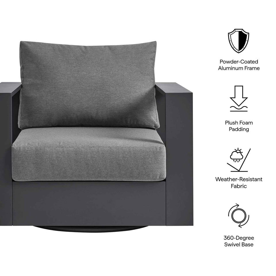 Tahoe Outdoor Patio Powder-Coated Aluminum Swivel Armchair by Modway