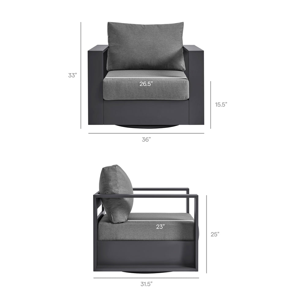 Tahoe Outdoor Patio Powder-Coated Aluminum Swivel Armchair by Modway