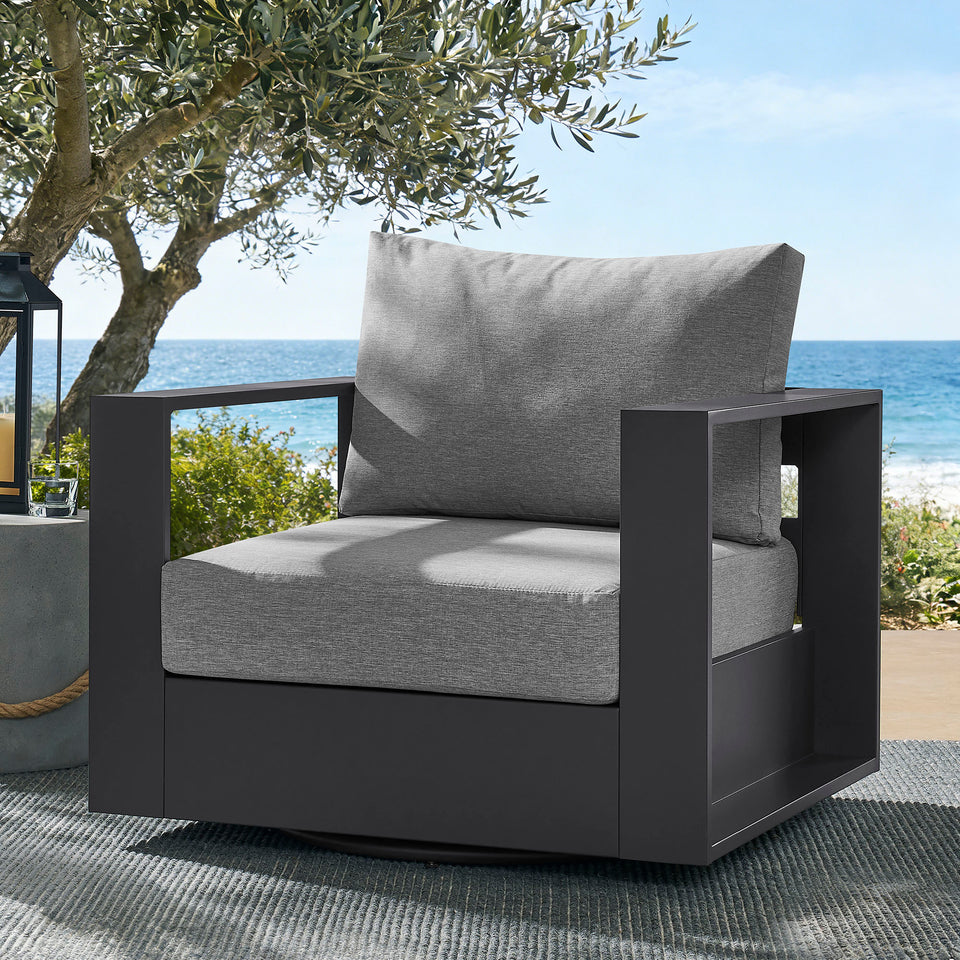 Tahoe Outdoor Patio Powder-Coated Aluminum Swivel Armchair by Modway