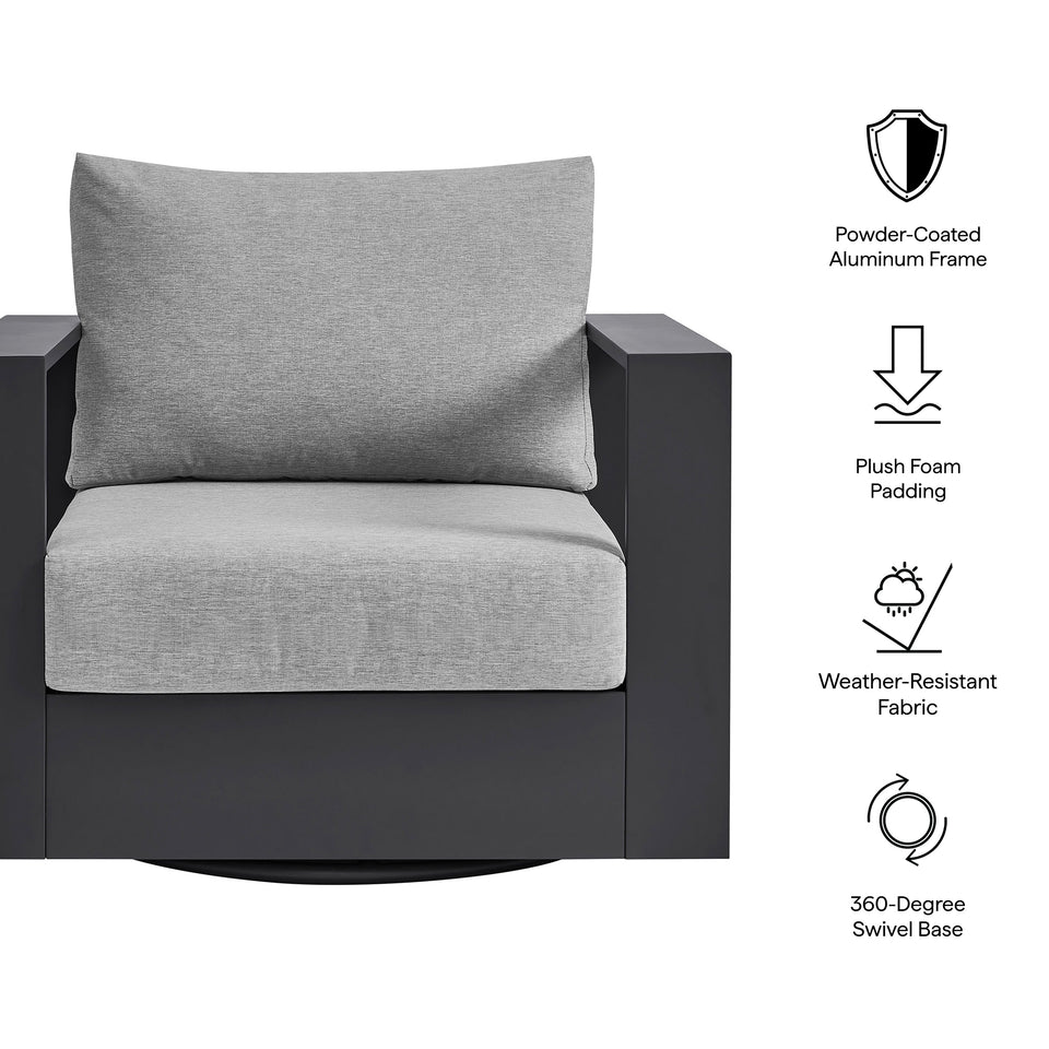 Tahoe Outdoor Patio Powder-Coated Aluminum Swivel Armchair by Modway