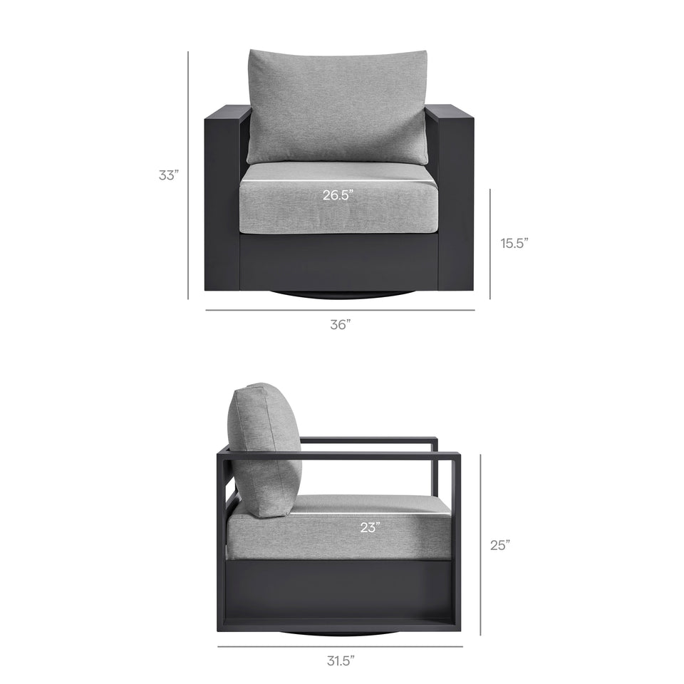 Tahoe Outdoor Patio Powder-Coated Aluminum Swivel Armchair by Modway