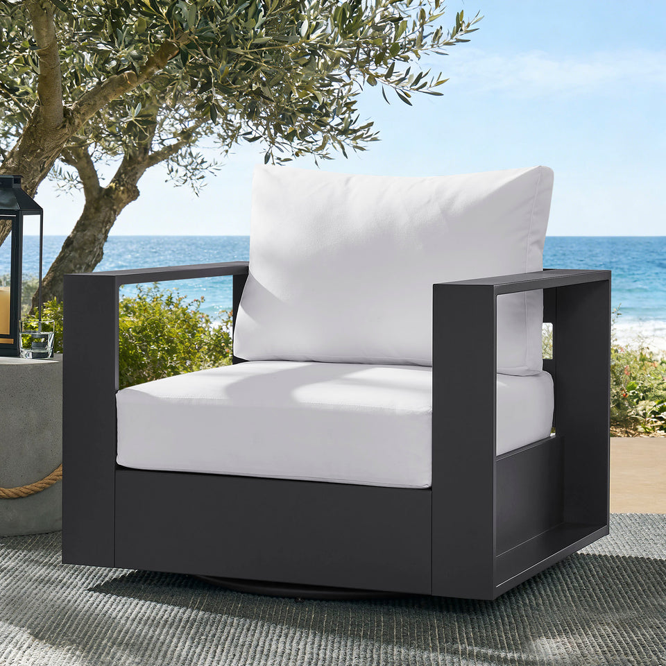 Tahoe Outdoor Patio Powder-Coated Aluminum Swivel Armchair by Modway