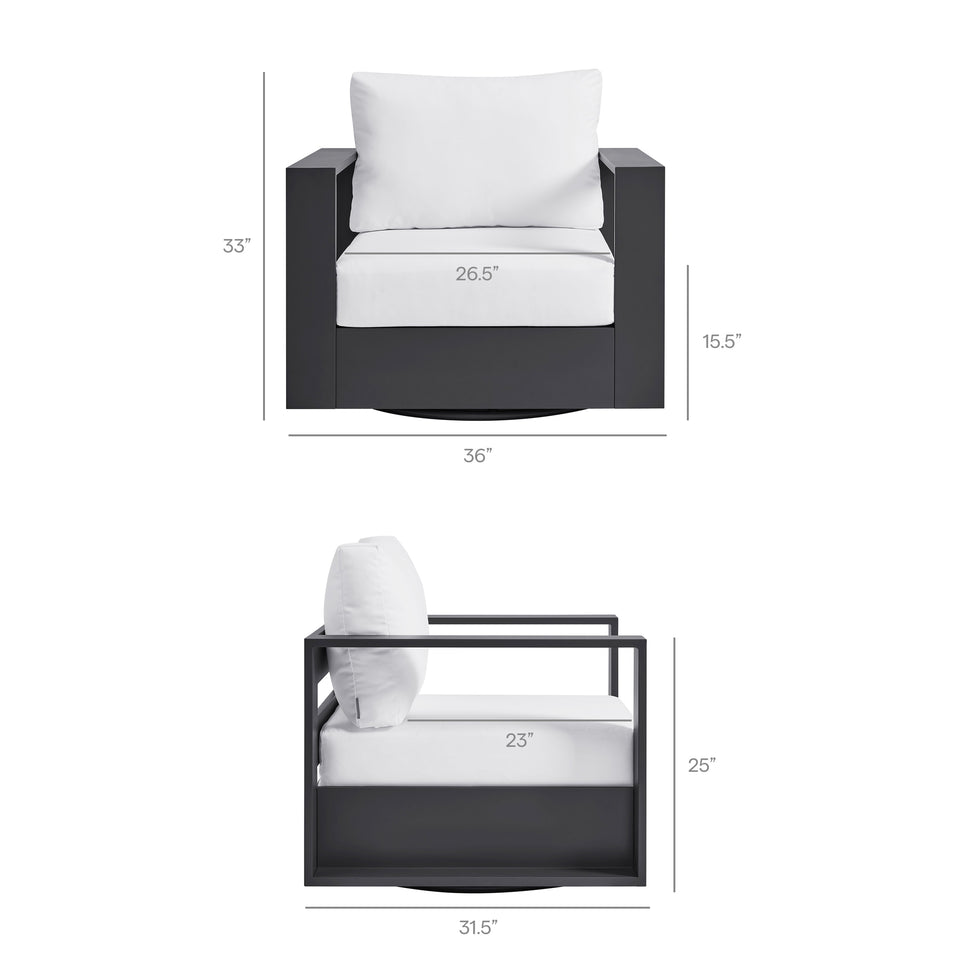 Tahoe Outdoor Patio Powder-Coated Aluminum Swivel Armchair by Modway