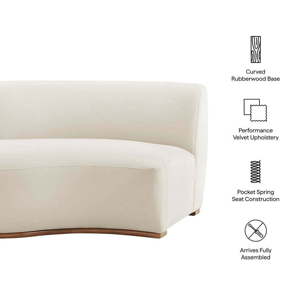 Rialta Curved Left-Arm Performance Velvet Sectional Loveseat by Modway