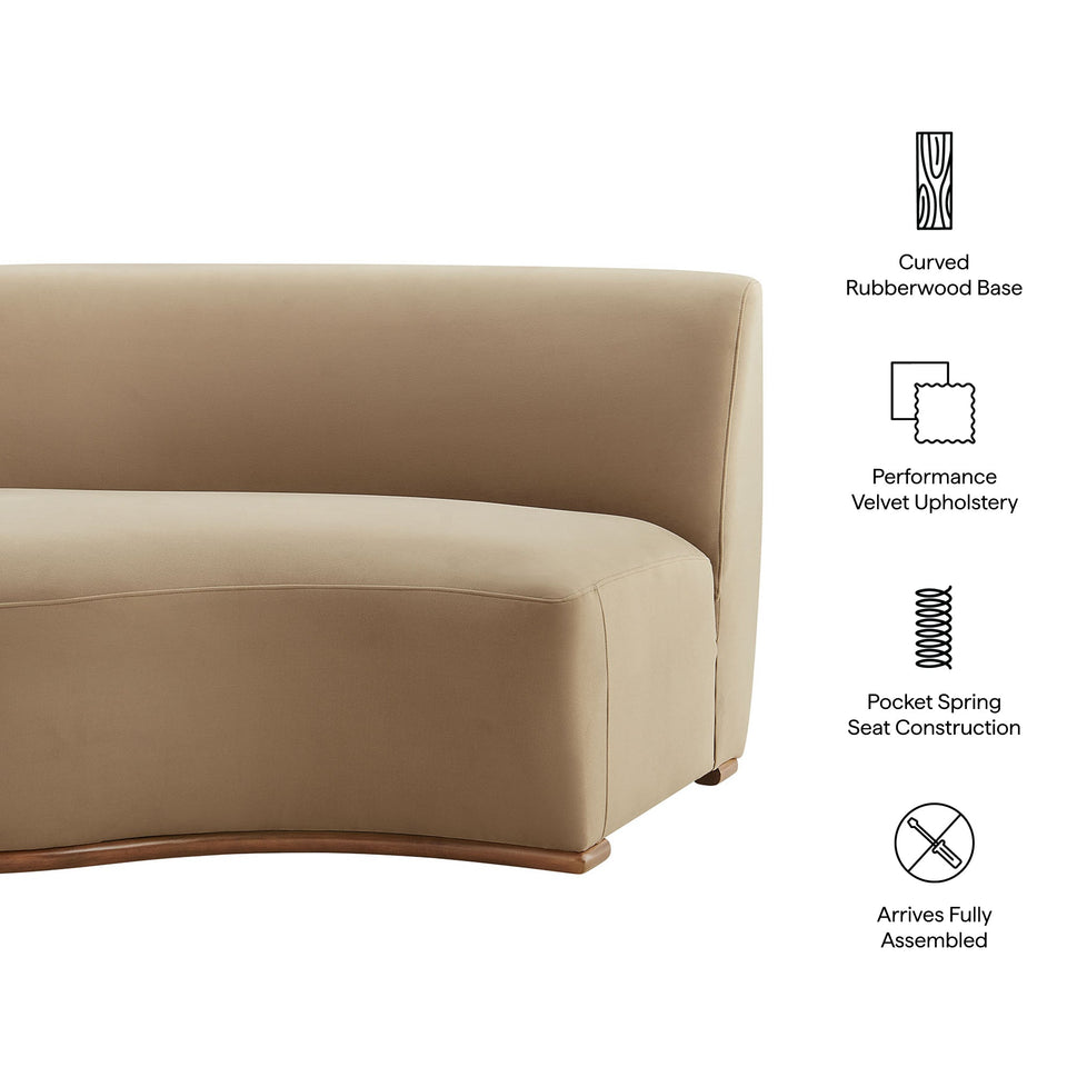 Rialta Curved Left-Arm Performance Velvet Sectional Loveseat by Modway