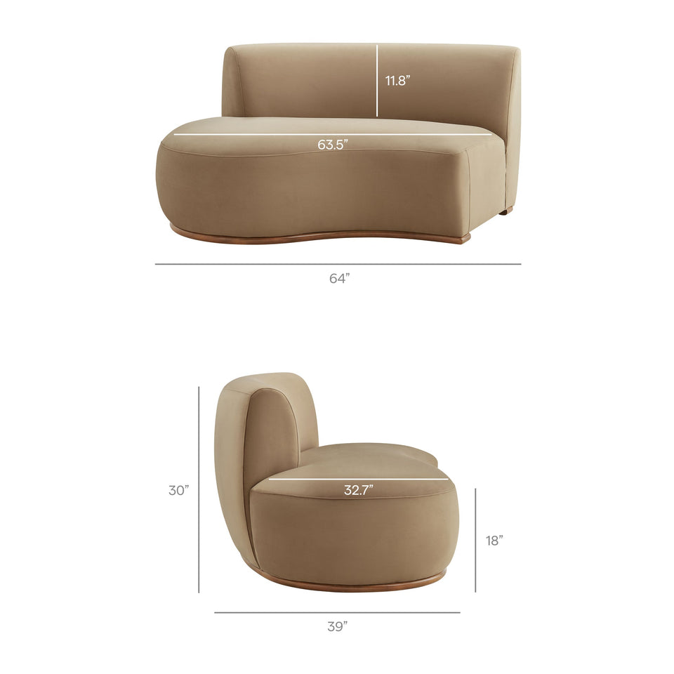 Rialta Curved Left-Arm Performance Velvet Sectional Loveseat by Modway